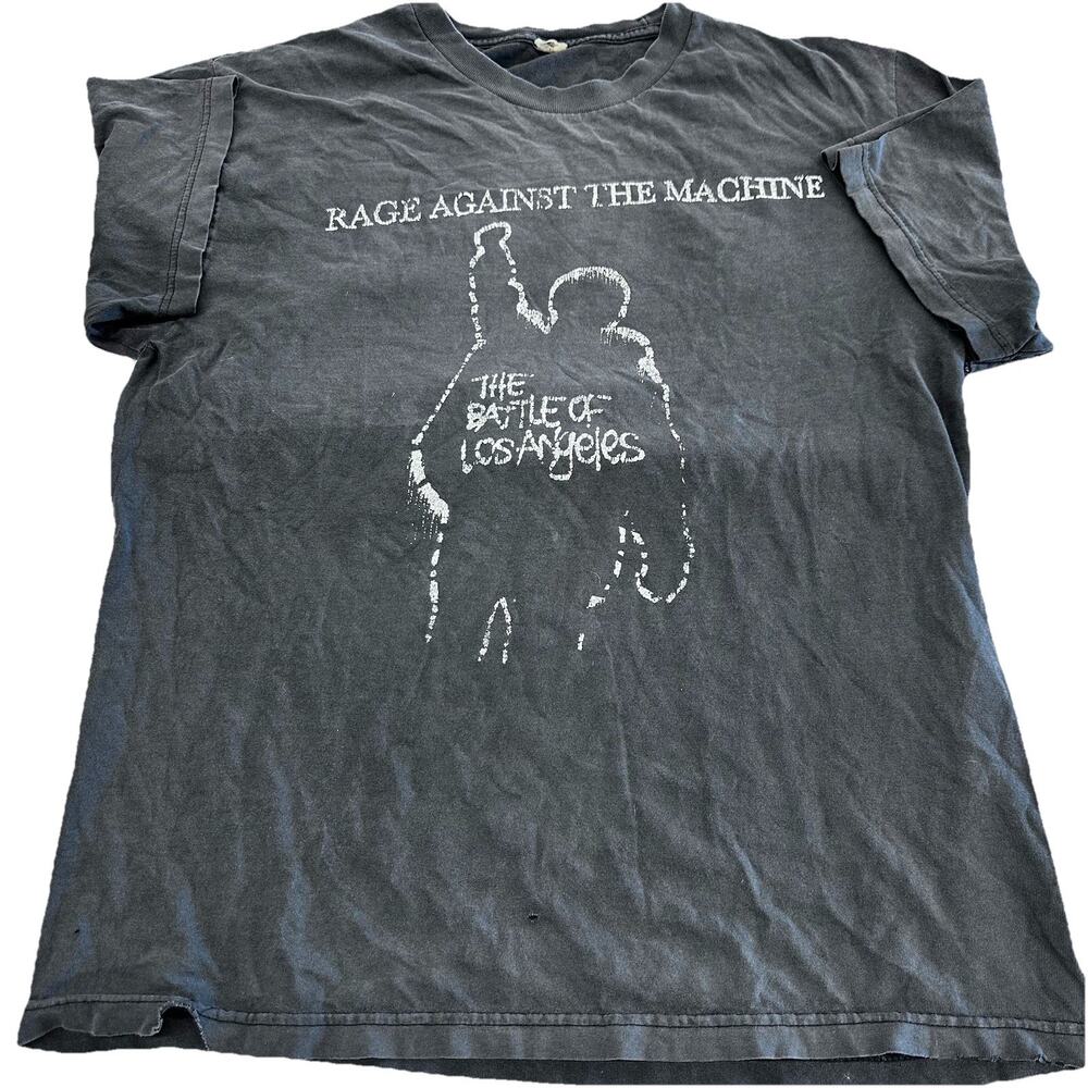VTG 1999 Rage Against The Machine Shirt Battle Of Los Angeles Tour Thrashed Lg